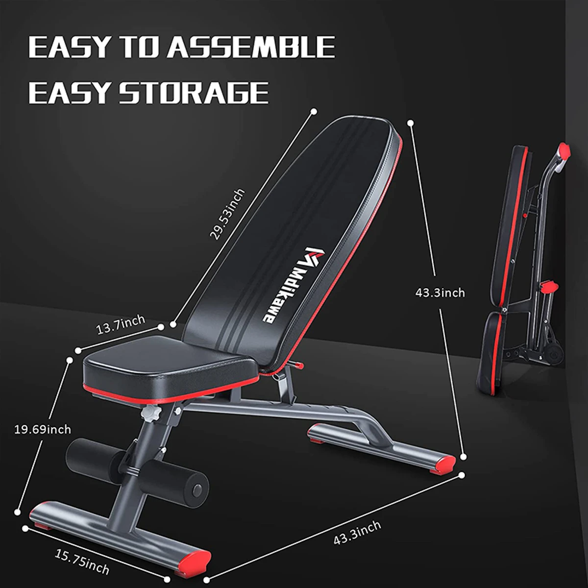 Mdikawe Adjustable Weight Bench, Folding Training Bench, Fitness Bench, Incline Bench Press Bench for Full Body Workout