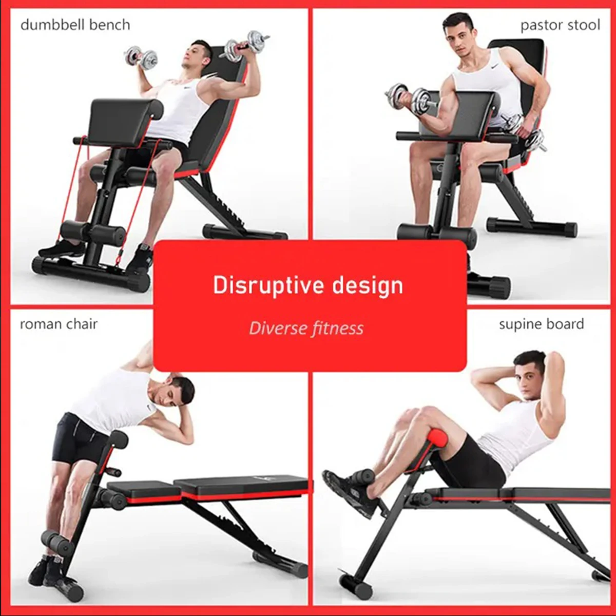 PRO 5-in-1 Adjustable Bench Press Foldable Gym Bench Weight Lifting Bench