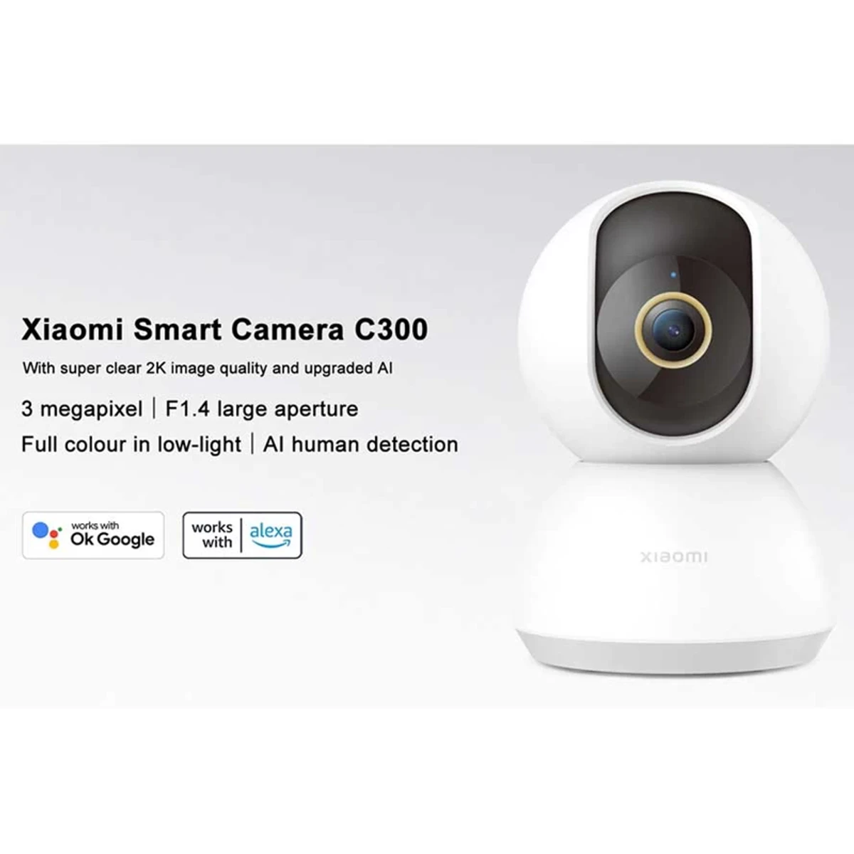 Xiaomi C300 360 Degree 2K (3.0MP) White Smart Home Security Dome Wi-Fi IP Camera XMC01 (without Adapter)