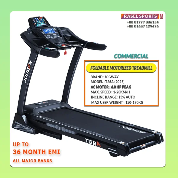 JOGWAY T26A (AC Motor: 6.0HP Peak) Commercial Foldable Motorized Treadmill